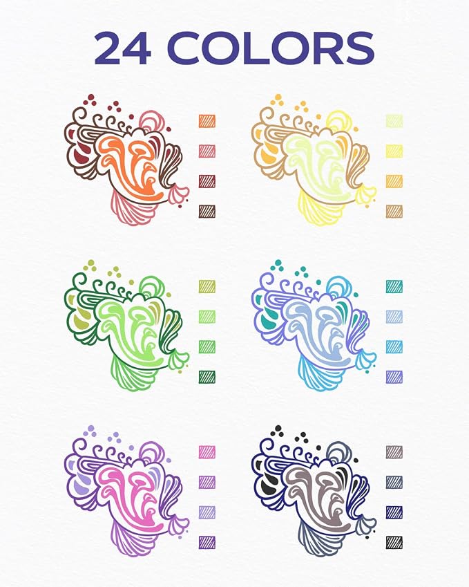 Four Candies Quick Dry Ink Colorful Pens Set, 24 Colors | 0.7mm Fine Point Colored Pens for Note Taking & Drawing, Colored Gel Pens with Comfort Grip for Office & School Supplies
