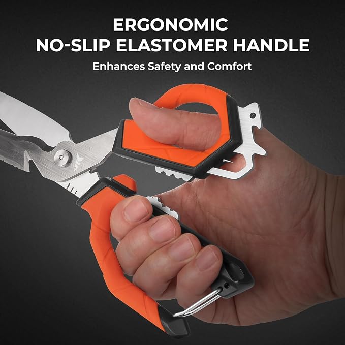 KastKing Paradox 9-Inch Fishing Bait Shears | Multifunctional Fishing Scissors With 5CR15 Stainless Steel Blades, Non-Slip Elastomer Handle, Protective Sheath