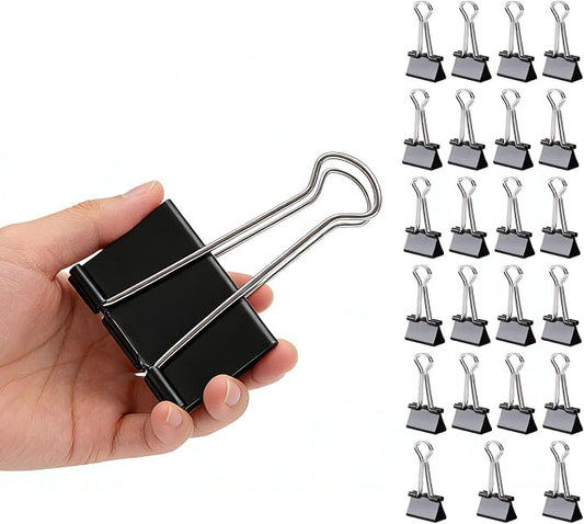 24 Pack 3 Inch Extra Large Binder Clips, Black Jumbo Binder Clips, Heavy Duty Paper Clamps, Big Metal Paper Clips for Office, Home, School, Art Supplies