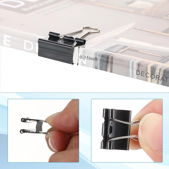Jetec 200 Pcs Black 0.6 Inch Binder Clips Small Paper Clamps Metal Paper Clips for Teachers Students Classroom Business Office and School Office Supplies