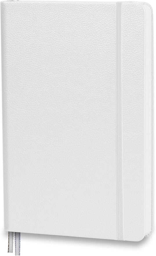 Minimalism Art, Premium Hard Cover Notebook Journal, Classic 5" x 8.3", 122 Numbered Pages, Gusseted Pocket, Ribbon Bookmark, Extra Thick Ink-Proof Paper 120gsm, San Francisco (Squared, White)