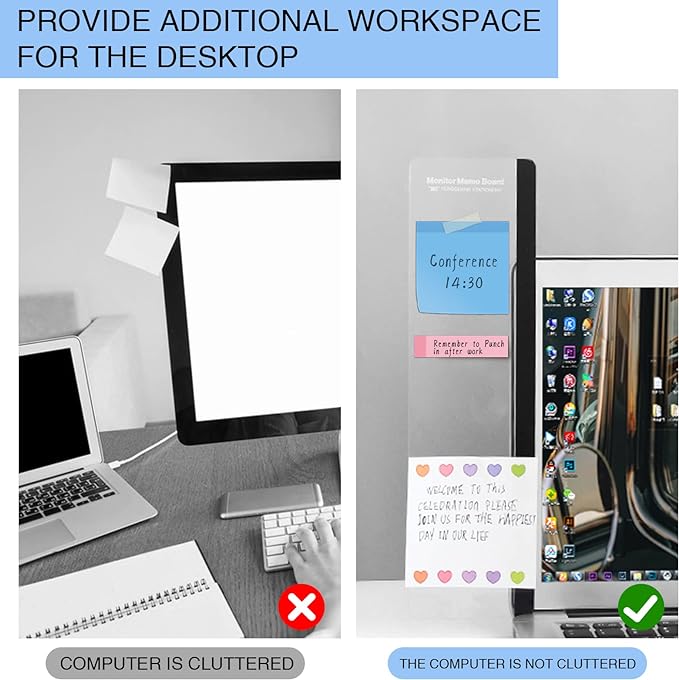 Office Desk Accessories 3pcs Multifunction Computer Monitor Memo Board - Transparent Computer Side Panel Memo Creative Monitor Side Panel Suitable for Office Home Desktop