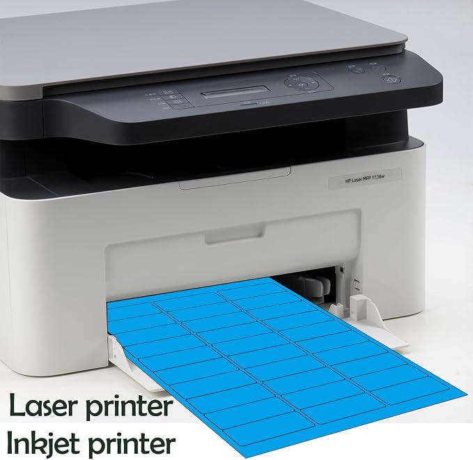 1''*2.625''Colored Labels Stickers 8 Colors Bright Moving Labels for Boxs 32 Sheets, Labels for Laser/Inkjet Printer, Permanent Adhesive