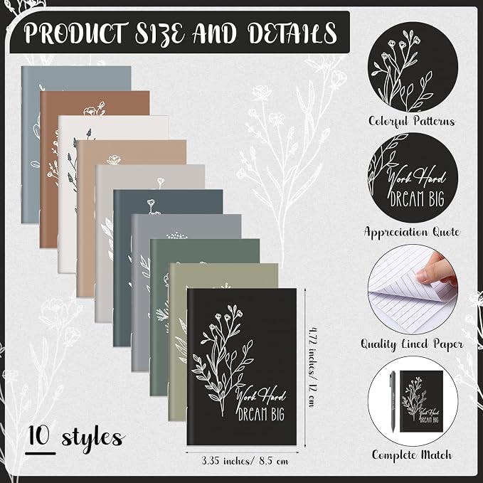 Affrolling 100 Pcs Inspirational Notebooks with Pen Bulk Motivational Mini Notepads Back to School Gift for Students Teacher Appreciation Gift Employee Coworker Secretary Assistant (Neutral Colors)