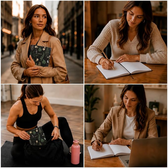 WORLD TRAVELER Large Lined Journal Notebook 256 Ruled White & Ivory Pages | Lay-Flat Binding, Gilded Page Edges Resist Wear, Reinforced Square Corners, Bleed-Resistant Smooth Paper