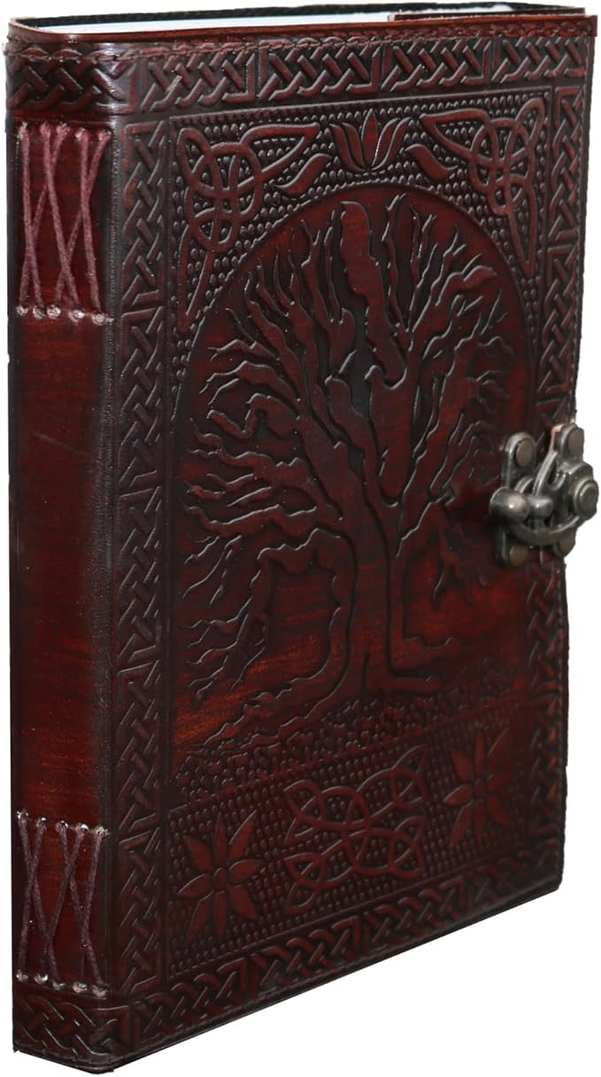 jaald 25 cm Blank Book Tree of Life grimoire leather journal book of shadows spell book leather diary journal notebook sketchbook for artists