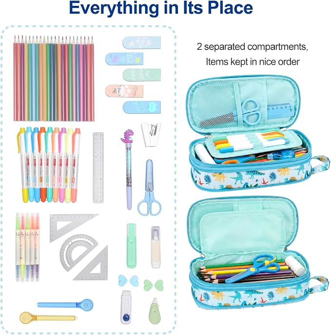 Bagseri Pencil Case for Boys - Expandable Cute Kids Pencil Case | Wide Opening Pencil Pouch Organizer for School Supplies,Cute Kids Pencil Case for Boys, Dark Blue Galaxy