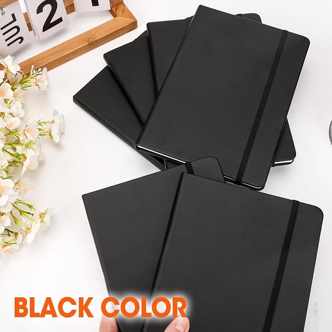 8 Pack Lined Journal Notebook for Work, A5 Hardcover (5.5" x 8.3"), Black 136 Pages Medium College Ruled Notebook Bulk, for Writing, Note Taking, Business Work School Home