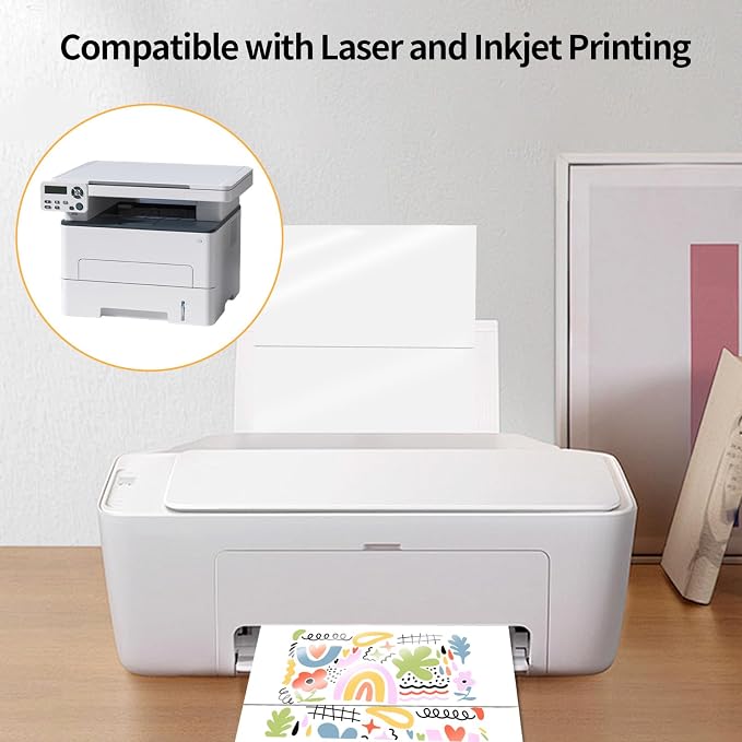 Clear Half-Sheet Printable Shipping Labels- 5 1/2 x 8 1/2- Clear Mailing Labels- Laser/Inkjet Compatible - 40/Pack