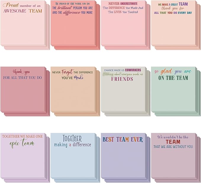 Yinder 24 Pcs Sticky Notes Gifts Bulk,Team,Aesthetics