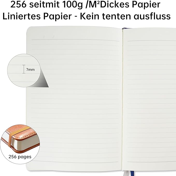 Notebook Journal for Women Men,256 Pages A5 Hardcover Leather Journaling Notebooks for Work,lined journal/notebook with 100Gsm Paper,Pen Holder and inner pocket 5.8"×8.4"(Pink)