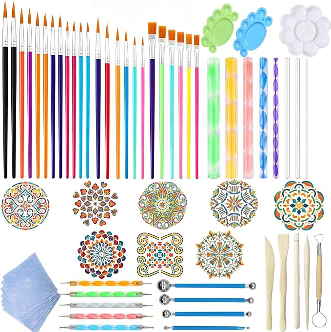 50 Pcs Dotting Tools Ball Styluses Dotting Tools Set Rock Painting,Coloring,Drawing,Drafting,Pottery Clay Modeling Embossing Nail Art for Mandala Dotting with Stencils Tool Set Art Craft Supplies Kits