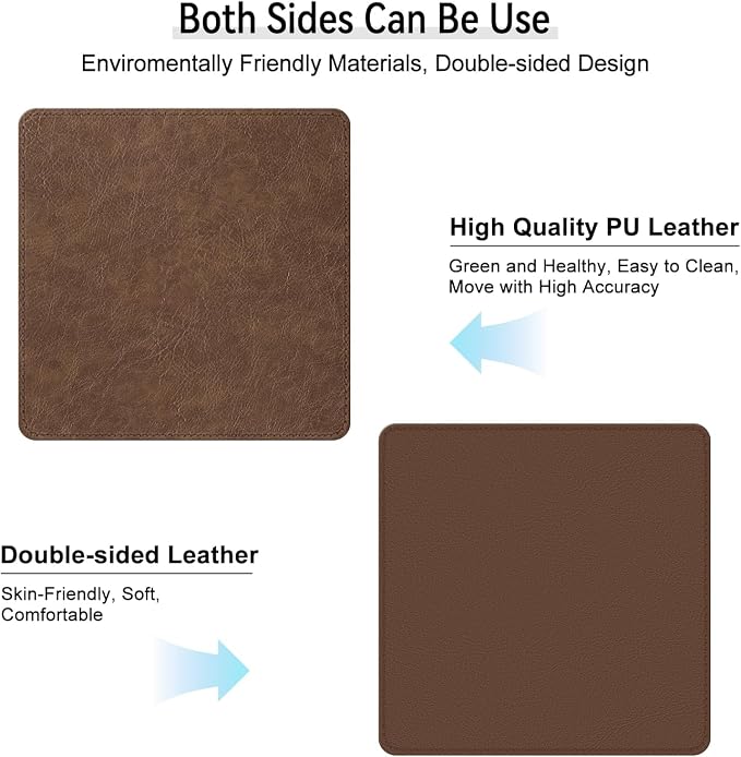 Imitation Crazy Horse Leather Desk Mat - Waterproof Desk Pad - Ideal for Large Mouse Pad and Desk Mats on Top of Desks (Brown+Brown, 11"*8")