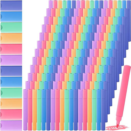 Marspark 216 Pcs Highlighters Bulk Chisel Tip Aesthetic No Bleed Cute Color Marker Pens for Journal Planner Notes School Study Office Supplies(Candy Colors)