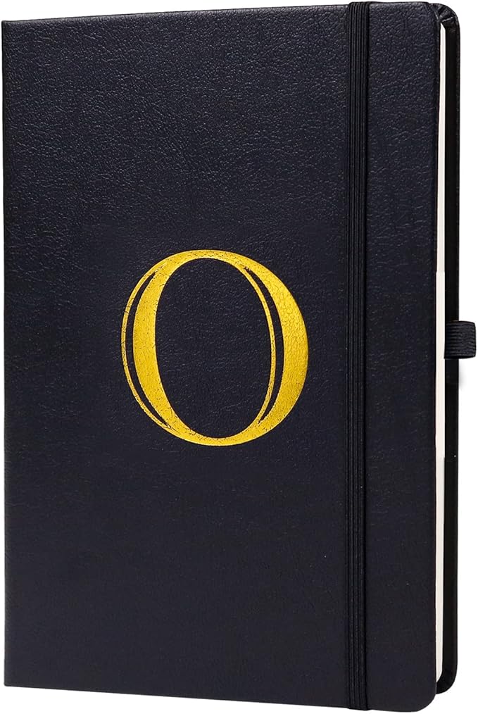 Business Notebook for Men Women, A5 Journal Notebook with A-Z , Dual-Sided Writing Paper Notebook with Dividers, Travel Journal for Teens, 200 Pages Leather Journal for Writing, Work, Meetings Black,O