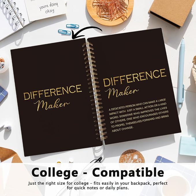 Difference Maker Gift, Difference Maker Definition Spiral Notebook Journal, Motivational Notebooks, Thank You Gifts for Women Men Teacher Coworkers, Hardcover Spiral Notebook 5.5x8.3(Black)