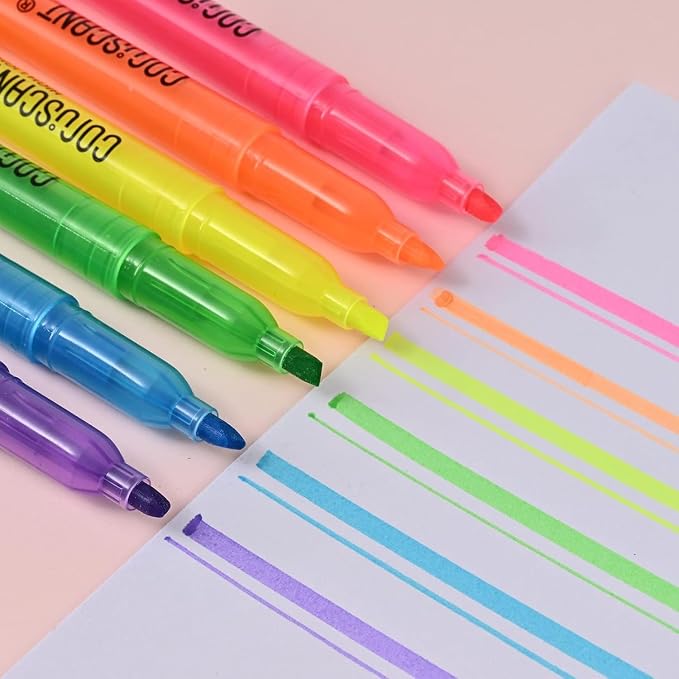 coruscant Highlighter - 12 pack color highlighter, color transparent visible fluorescent pen shell, wide chisel point mark, fluorescent pen, school, office