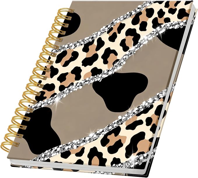 KZYVFNPQ Spiral Journal Notebook for Women Men, A5 Cute Hardcover Lined Notebook with Strong Binding,College Ruled Notebook for Office Work Writing(Luxury Leopard)