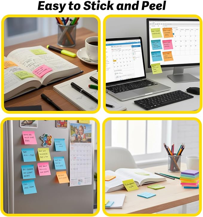 Sticky Notes Pop Up Sticky Notes 8 Pads 8 Colors 3x3 100 Sheets Large Self-Stick Stickies Note Pads Teacher Back to School Supplies and Oﬃce Products