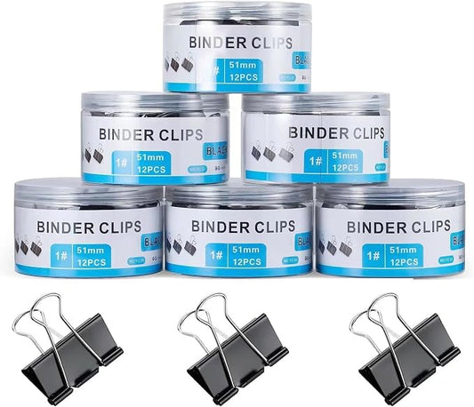 72 Pcs Extra Large Binder Clips 2 Inch Big Black Paper Clip | Large Binding Clip, Jumbo Paperclips Bulk, Heavy Duty Big Paperwork Clamp, Kitchen School Teachers