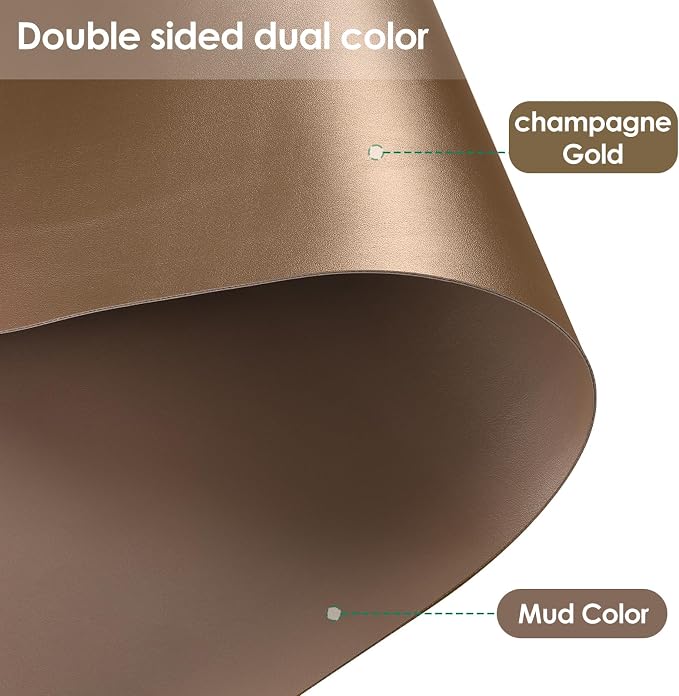 Faux Leather Table Cover,1.8mm Thick,36x60 Inch Table Protector,Table Protector for Dining Room Table,Dining Table Cover,Table Cover Protector(Mud Color+Champagne Gold,36x60)