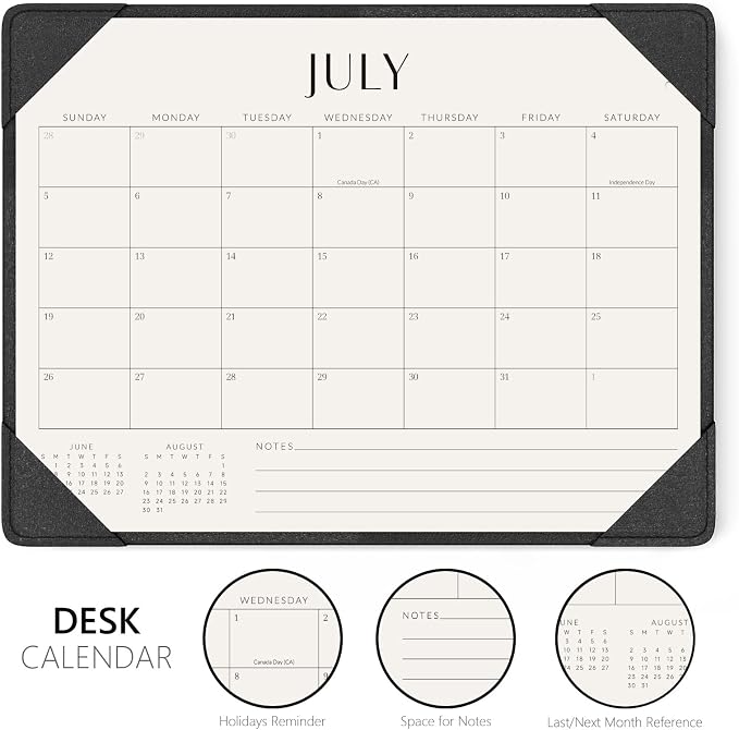 Jotsome Desk Calendar 2026 - 2027 with Desktop Mat, Desk Pad Calendar From July 2026 to December 2027 14x10.5 inch, Desk Blotter Calendar for Home Office and School, Easy Planning, Gift for the Holidays, Black