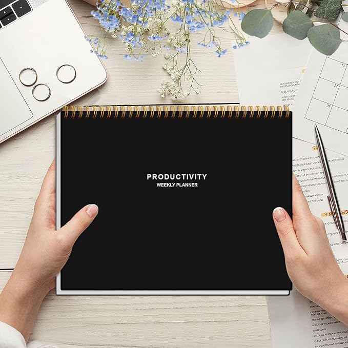 (3-Pack) Weekly Productivity Planner - 8.5" x 11" Dashboard Desk Notepad Has 6 Focus Areas to List Tasks for Goals, Projects, Clients, Academic or Meal-Organize Your Daily Work Efficiently, 54 Weeks