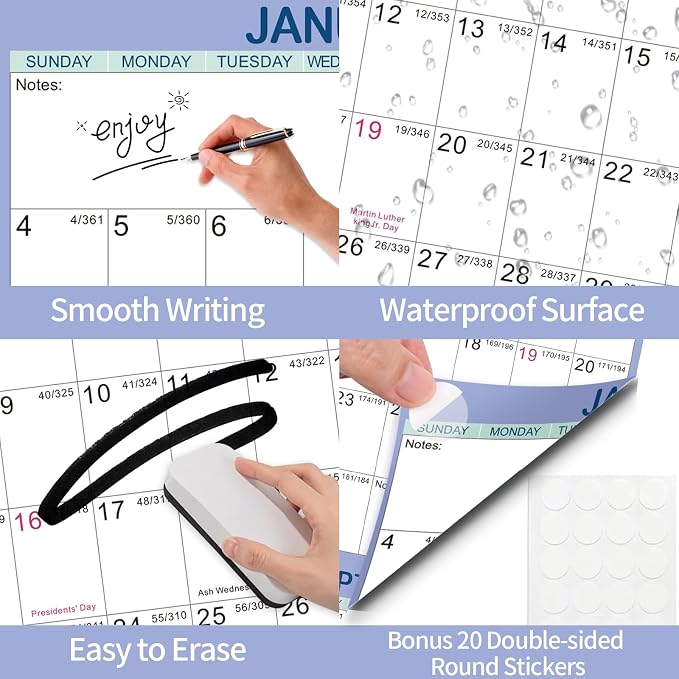 2026 Wall Calendar 24" x 36" Dry Erase Calendar for Wall from January 2026 to December 2026 12 Month Annual Large Yearly Wall Planner for Office School(Light Purple)