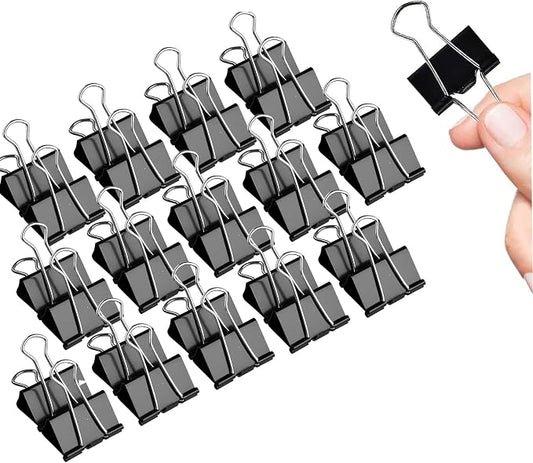 Binder Clips, 144 Pack, 1 Inch, Black, Standard 25mm, Metal Paper Clips, Fold Clamp, Office Clips, Capacity 0.47 Inch, Office and School Supplies