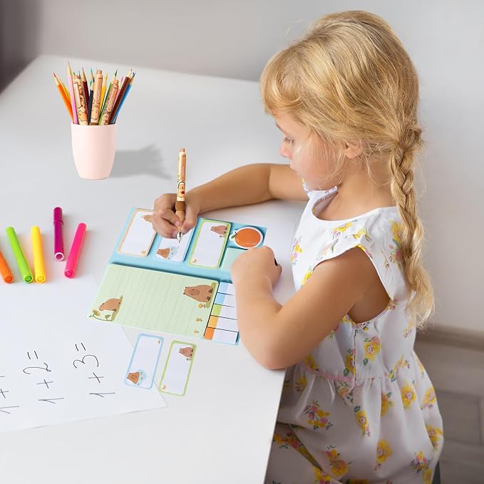 School Supplies for Girls, Cute Capybara Stationery Set with Pencil Case, Pens & Sticky Notes Set, Capybara Gifts Party Favor for Girls Stationery School Office Supplies (Capibara)