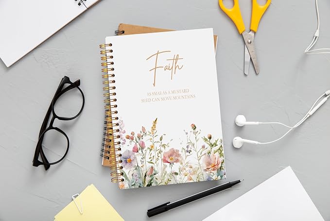 Faith Can Move Mountains Christian Notebook Journal - Inspirational Christian Gifts for Women, Bible Journal Notebooks for Note Taking, Bible Journaling Notebook, Spiral Notebook 5.5x8.3