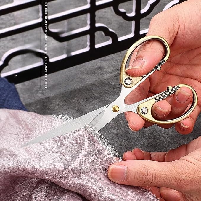 6.3" All Stainless Steel Office Scissors,Ultra Sharp Blade Shears,Sturdy Sharp Scissors for Office Home School Sewing Fabric Craft Supplies Multipurpose Scissor Brassy