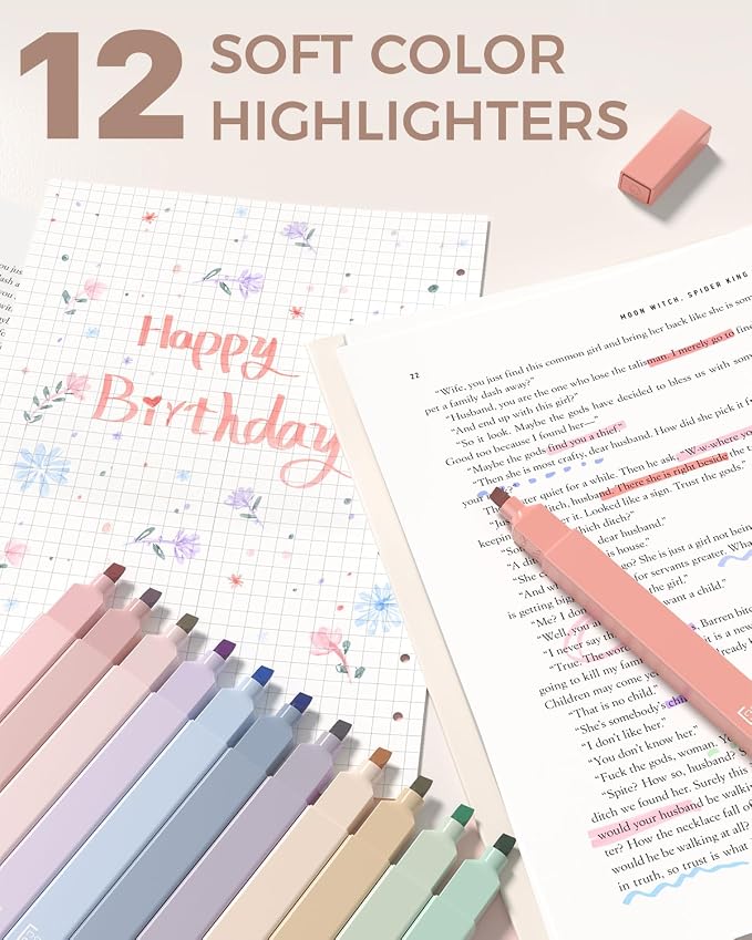Four Candies 56 PCS Aesthetic School Supplies with Pencil Case (Cream) | 6 Multicolor Pens, 12 Pastel Highlighters, 5 Black Gel Pens, 9 Mechanical Pencils, Student Stationery Set College Essentials