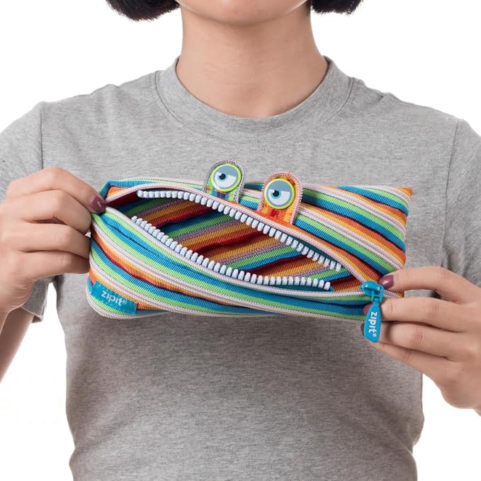 ZIPIT Monster Pencil Case for Kids, Cute Zipper Pouch for Boys Girls and Teens, Stationery Bag for School,Colorful