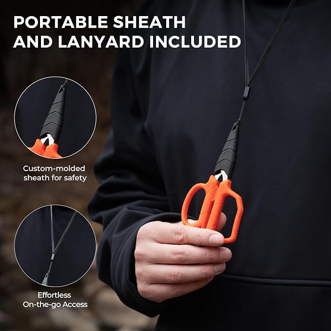 KastKing Paradox 4.5-Inch Fishing Scissors | Stainless Steel Precision Fishing Line Cutters With Non-Slip Grip, Protective Sheath, Neck Lanyard, Scissors for Braided Line