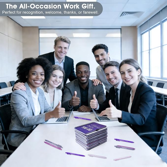 10 Sets/20 Pcs Employee Appreciation Gifts Bulk – Inspirational Notebooks with Motivational Pens, Small Notepads for Coworkers, Office Staff, Team, Volunteer, Nurse, Teachers, Housekeeping (Purple)