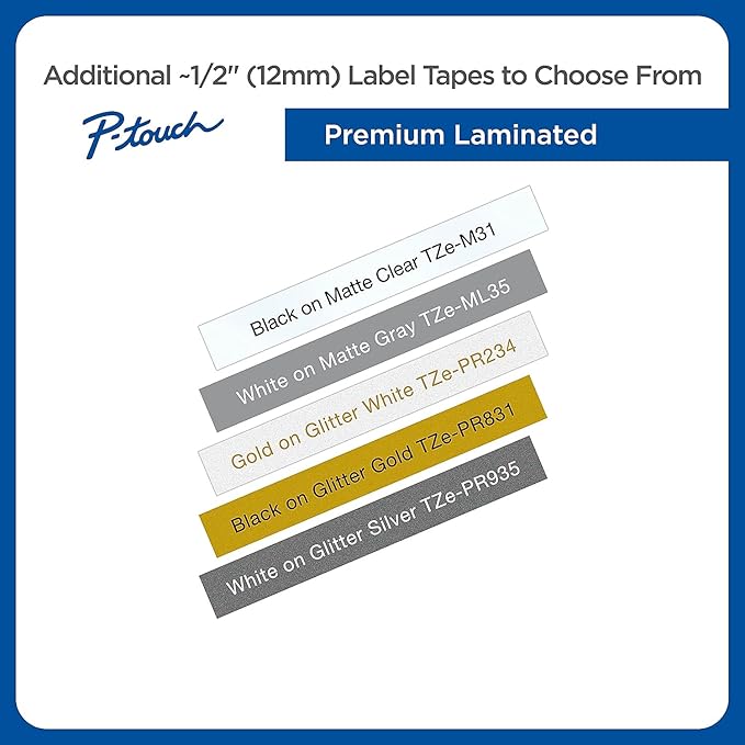 Brother Genuine P-Touch TZe-231 4-Pack Tape (TZE2314PKB) ½” (0.47” or 12mm) x 26.2 ft. (8m) Laminated Black on White, (for use with PT-D210, PT-H110, PT-D220, PT-D410, PT-D600 Label Makers)