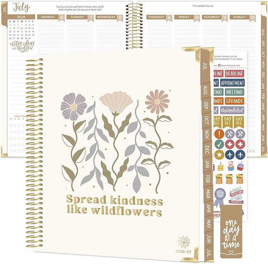 bloom daily planners 2026-2027 Hardcover Academic Year Goal & Vision Planner (July 2026 - July 2027) - 13 Months Weekly & Monthly Agenda Organizer - 7.5" x 9" - Spread Kindness Like Wildflowers