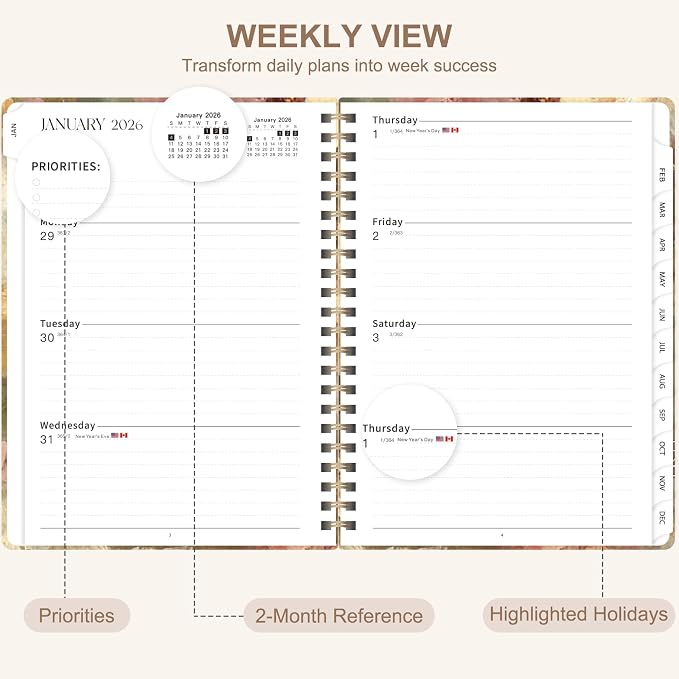 2026 Planner, Weekly and Monthly Calendar Planner Agenda, Jan 2026 - Dec 2026, Planning Academic Book, Office Desk Accessories and School Supplies - A5 (6.3'' x 8.5'')