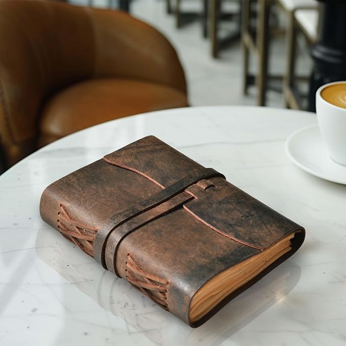 LEATHER VILLAGE Leather Bound Journal - Dark Brown, 11.5"X8.50", 220 Pages - Vintage Blank Paper Diary for Writing, Drawing, Sketchbook, and Travel Notebook - Ideal for Women and Men