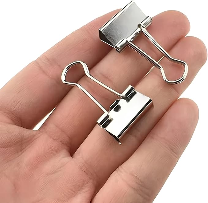 50 Pack Small Silver Binder Clips 3/4 Inch (19 mm), Colored Little Paper Clamps, Tiny Mini Paper Clips for Office Home School Business 0.75"