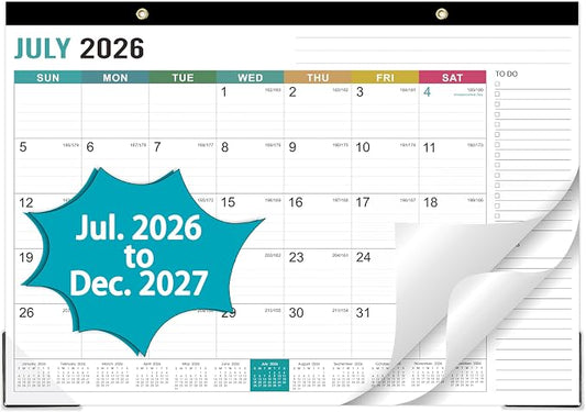 Desk Calendar 2026-2027 - 2026-2027 Desk Calendar, July 2026 - December 2027, 18 Monthly Desk Pad/Wall Calendar 2026-2027, 2-in-1 Desktop Calendar, 17" x 12", Thick Paper, Corner Protectors - Morandi Color