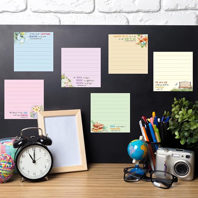30 Pack Bible Sticky Notes - 600 Sheets Christian Notepads Inspirational Sticky Notes Religious Bible Verse Quotes Notepads for Message Reminder Gifts Diary Lists Schedules Studying Office School