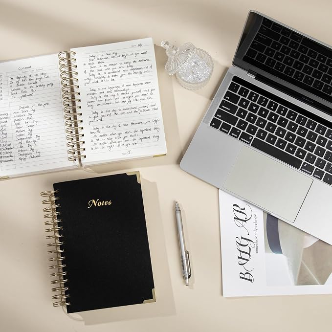 Spiral Notebook Journal, 328 Pages Linen Hardcover College Ruled Notebook, Lined Thick Journals for Women Men, B5 Thick Spiral Journal for Writing, 100GSM Paper, Cute Notebooks for Work School