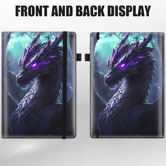 Hardcover Executive Notebooks, A5 PU Leather Lined Journal Notebook, 200 Pages Thick Paper Subject Notebooks for School,Work,Home Writing Business Notebook, Diary Book, Dragon 4