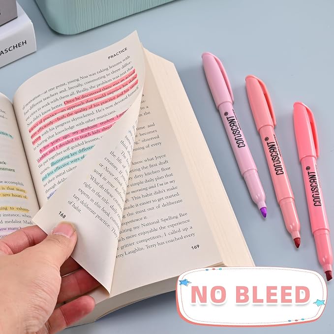 coruscant Pastel Highlighters Set, 8 Assorted Colors, 24 Pack, Chisel Tip Cute Bible Highlighters, No Bleed Dry Quickly, for Journal Bible Study, Perfect for thin paper, School Office Supplies
