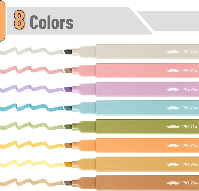 Mr. Pen- Aesthetic Highlighters No Bleed, 8 Pack, Assorted Colors | Chisel Tip, Cute Highlighters Assorted Colors for Journaling, Highlighting, Underlining, Fast Dry, Back to School Supplies