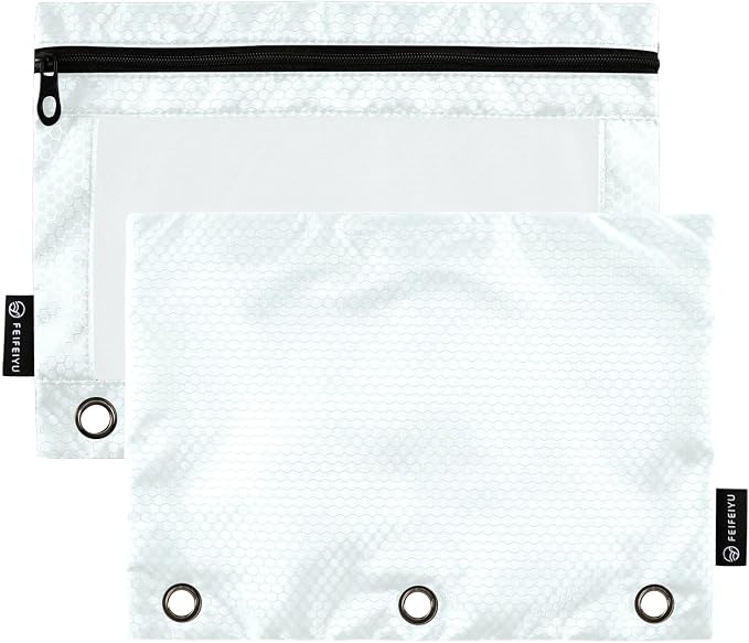 Gredecor Binder Pencil Pouch 3 Ring Azure Zipper Pencil Pouches Case 2 Pack Clear Binder Organizer for School Office