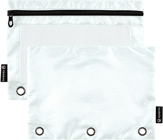 Gredecor Binder Pencil Pouch 3 Ring Azure Zipper Pencil Pouches Case 2 Pack Clear Binder Organizer for School Office