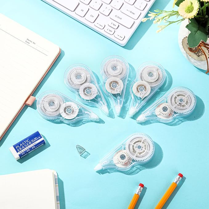 AmazingSpark 30 Pcs Correction Tape Bulk 39.4 ft White Wrong out Tear-resistant Instant Corrections Easy to Use Applicator for School, Office, Note Taking, Journal, Tape Width 0.2in (Clear)